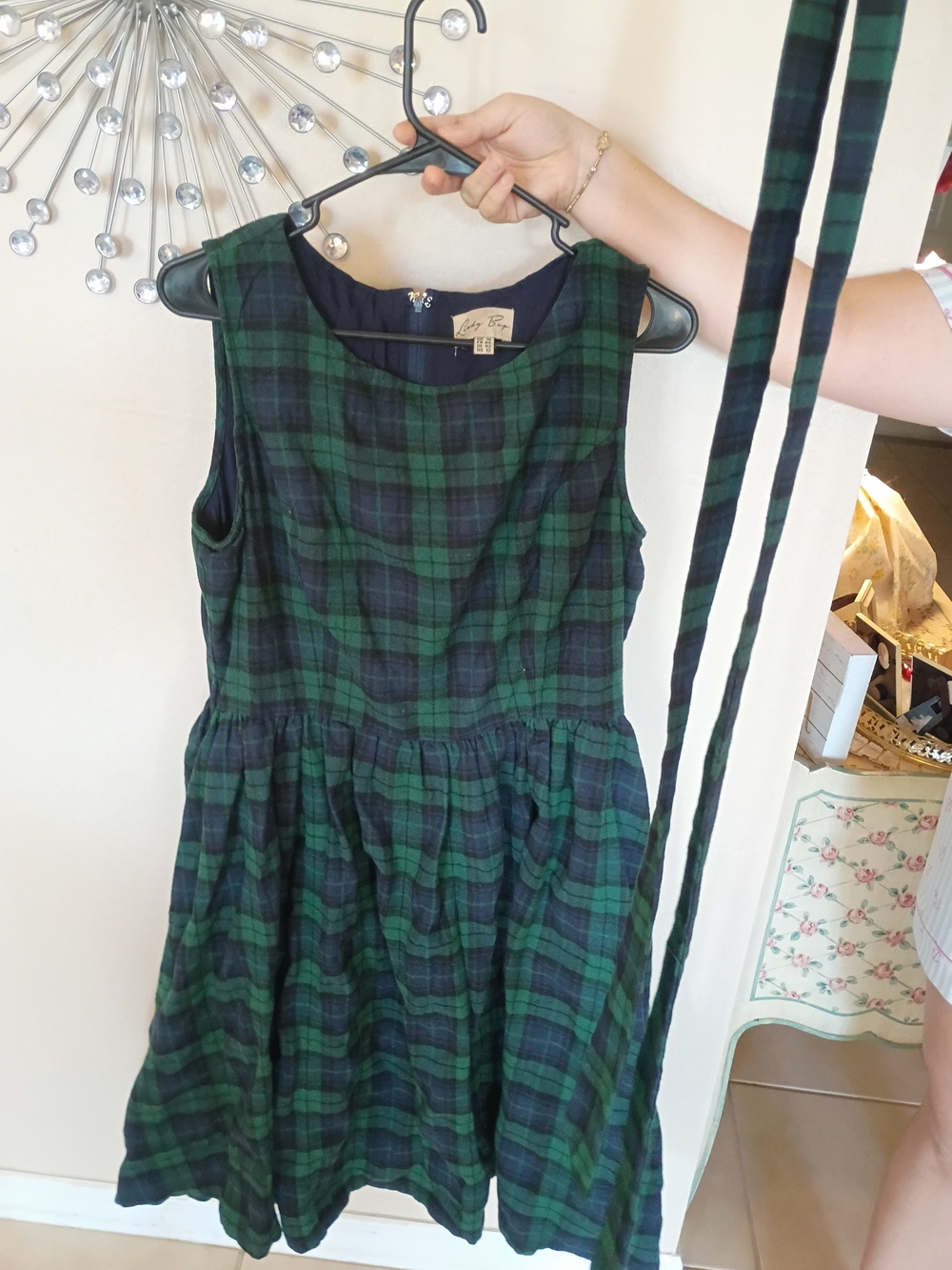 Woman's Lindy Bop Green and Navy Tartan Scottish Holiday
